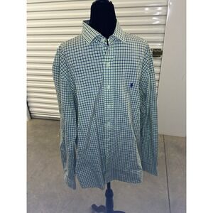 Ralph‎ Lauren Men’s Long Sleeve Button Down XL Shirt Green, Blue Plaid